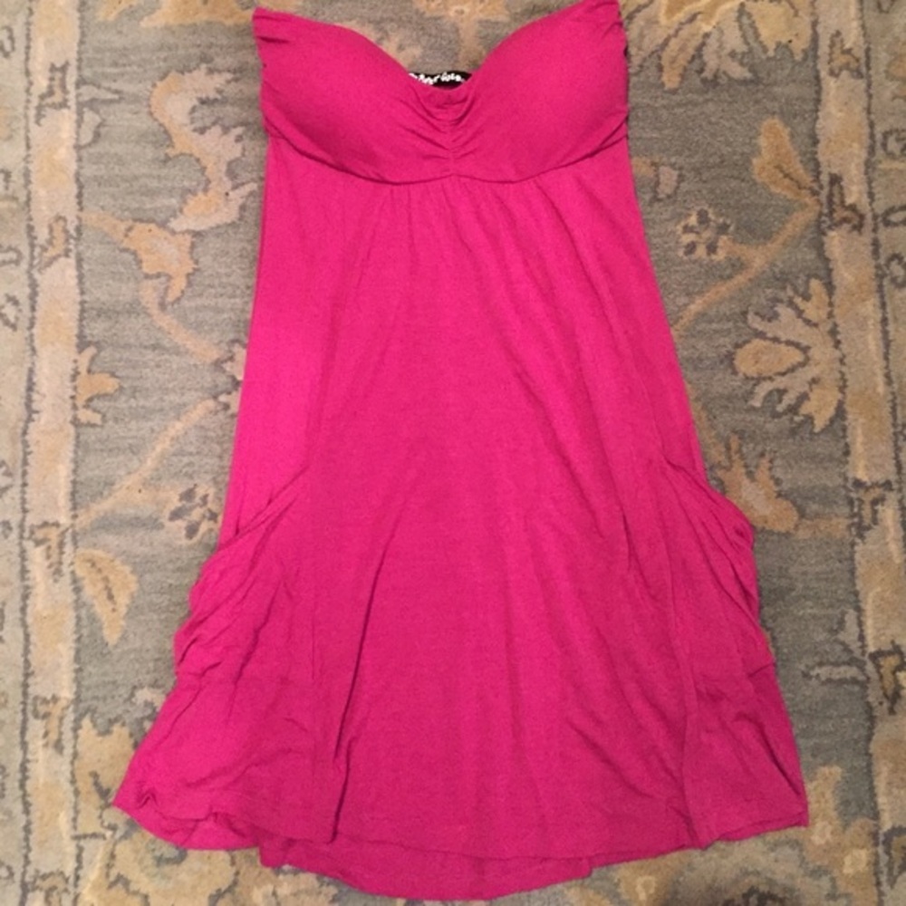 Strapless fuscia pink dress/coverup